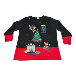 Vintage Nutcracker Black XL Embroidered Embellished Christmas Theme Sweater